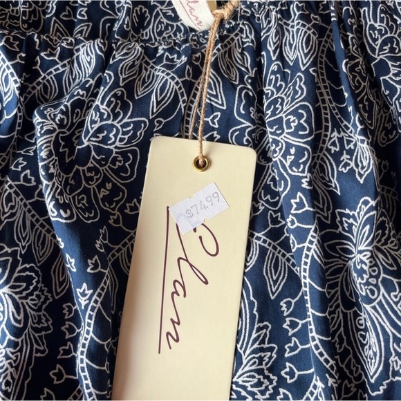 Elan Blue & White Patterned Long Sleeve Tie Front Blouse Size S - Picture 6 of 8